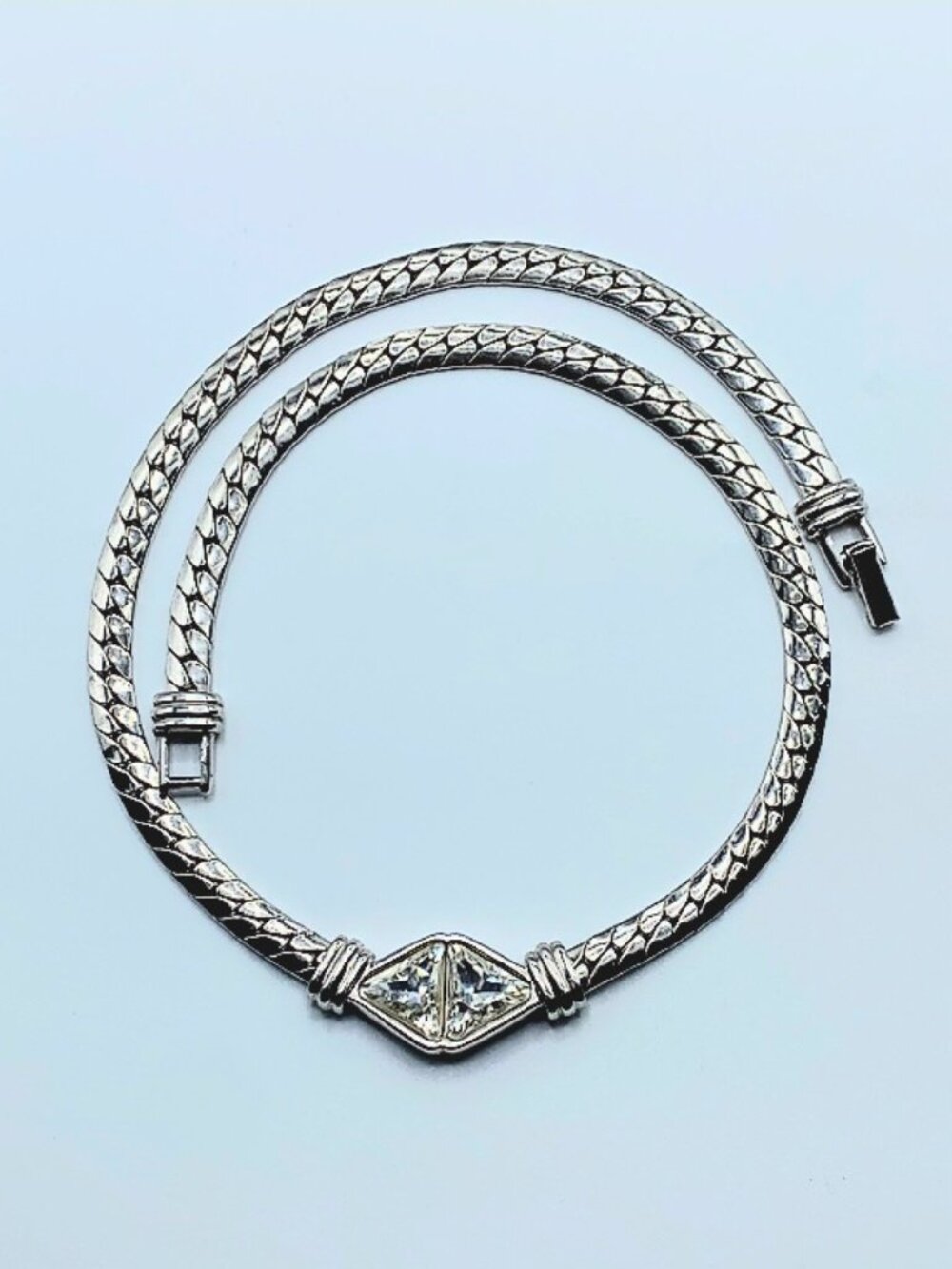 Vintage Swarovski SAL Crystal Art Deco Style Choker Formal Necklace Silver Tone